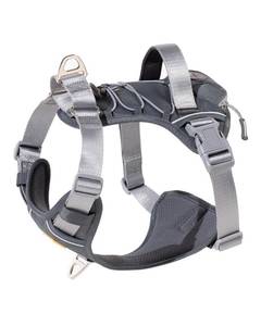 lot 2573 image: DF No Pull Martingale Dog Harness, Easy Walking & Escape Proof, Reflective & Adjustable Fit, No Twist Front Clip Harness with Handle and Zippered Pocket, Gray, 1, Chest 27-32 - Retail $40