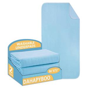 lot 2589 image: DAHAPYBOO Washable Underpads, 36x72 2 Pack Incontinence Bed Pads, Heavy Absorbency Reusable for Elderly, Kids, Adults and Pets, Waterproof Quick Drying for Bed, Sofa, Floor - Retail $30