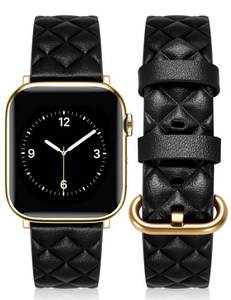 lot 2595 image: Newlibery Designer Leather Bands Compatible with Apple Watch Band 42mm 44mm 45mm 46mm 49mm for Women Genuine Leather Checkered Engraved Strap for iWatch Series 1110987654321SEUltra 123 - Retail $19