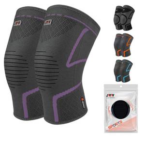 lot 2602 image: JWW Plus Size Knee Compression Sleeve 2 Pack, Big Thigh Fit, Purple, medium  - Retail $24