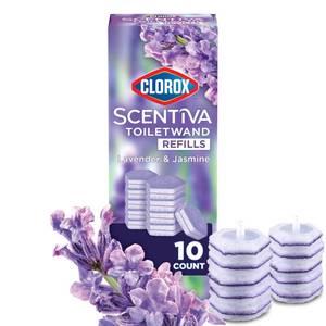 lot 2608 image: CLOROX Scentiva ToiletWand Toilet Cleaner Refills, Toilet brush, Lavender and Jasmine, 10 Count - Retail $8