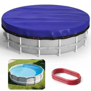 lot 2647 image: Evoio 6 ft Round Winter Pool Cover for Above Ground Pools 6Ft Covers for Circle Inflatable Easy Set Swimming Pools or Hot Tub, 6 Foot Feet Diameter Blue Heavy Duty Pool Blanket Covers (6ft) - Retail $11