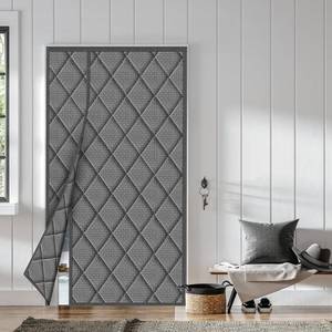 lot 2662 image: No Magnet Thermal Insulated Door Curtain, Fit Door Size 34 x 80 inch Waterproof Thicken Winter Cover Windproof Insulation Blanket, Gray - Retail $43