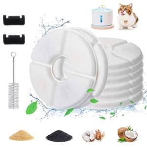 lot 2674 image: Guarm 11 Pcs Cat Fountain Filter Replacement - Compatible with 2.5L Automatic Pet Water Fountain, 4-Layer Filtration System, Includes 8 Carbon Filters, 2 Sponges, and 1 Cleaning Brush - Retail $10