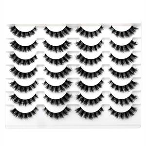 lot 2696 image: Pooplunch False Eyelashes Strips Natural Flared Cat Eye Look Fluffy Crossed Volume Wispy Lashes C-Curly Faux Mink Fake Eyelash Extensions 14 Pairs Pack - Retail $10