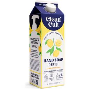 lot 2699 image: Cleancult Liquid Hand Soap Refill - Lemon Verbena - Moisturizes Dry & Sensitive Skin - Made with Aloe Vera & Essential Oils - Eco Friendly - Paper-Based Packaging - 32 oz1 Pack - Retail $8