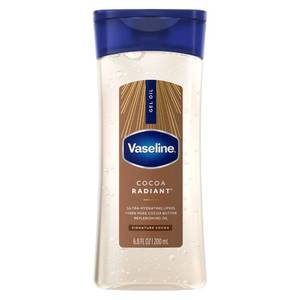 lot 2804 image: Vaseline Intensive Care Cocoa Radiant for Glowing Skin Body Gel Oil Made with Pure Cocoa Butter  Replenishing Oils 6.8 fl oz - Retail $8