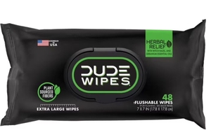 lot 2806 image: DUDE Wipes Flushable Wet Wipes - Herbal Relief, 48 Count XL&nbsp