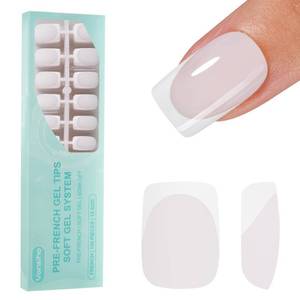 lot 2842 image: 150Pcs French Gel Nails, Vansiho White French Tip Press on Nails, Milky White Short Square Soft Gel Nail Tips, Acrylic Fake Nails for Nail Art DIY 15 Sizes - Retail $10