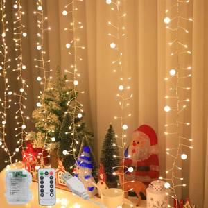 lot 2847 image: Copper Wire Firecracker Christmas Lights, 10FT 200LED Battery Operated Twinkle Firecracker Fairy String Lights with Remote, Silver Wire Light for Bedroom Dorm Wreath DIY Wedding Christmas Decoration - Retail $16