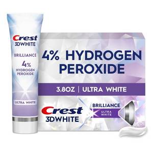 lot 2853 image: Crest 3D White Brilliance Pro Ultra White Teeth Whitening Toothpaste, 3.8 oz, Anticavity Fluoride Toothpaste, 4% Hydrogen Peroxide, Active Whitening Protection - Retail $9