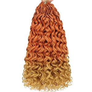 lot 2860 image: 14 Inch Gogo Curl Crochet Hair Natural Black Ocean Wave Crochet Hair Deep Twist Pre-looped 8 Packs Goddess Box Braids Short Curly Water Wave Synthetic Braiding Hair for Women (16Strandspack Torange#) - Retail $17