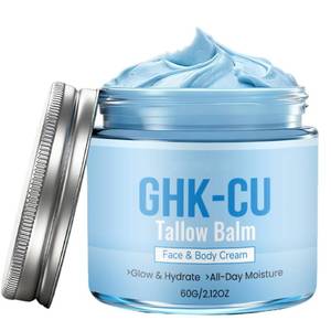 lot 2863 image: GHK-Cu Peptide Cream for Face - Whipped Beef Tallow Moisturizer for Skin Firming - Hydrating Blue Balm with Copper Peptides, Honey Extract & Vitamin E for Dry Sensitive Mature Skin 2.12 oz (60g) - Retail $17