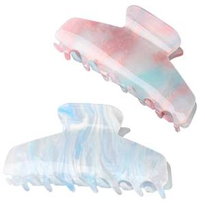 lot 2866 image: 2 Pack Large Acrylic Hair Claw Clips for Women - 4.3 Inch Strong Hold Nonslip Hair Clips Big Claw Barrettes for Thick Thin Hair, Cute Durable Jaw Clips for Women Girls - Retail $10