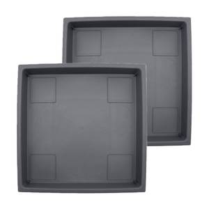 lot 2901 image: The HC Companies 11 Inch Accent Square Plant Saucer, Lightweight UV-Resistant Plastic Outdoor & Indoor Flower Pot Tray, 2-Pack Plant Pot Trays for Garden & Home Decor, Warm Gray - Retail $14