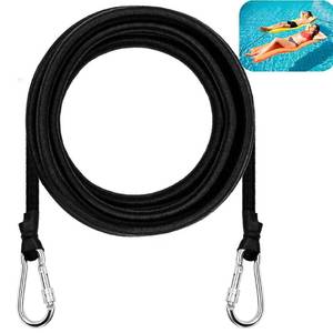 lot 2909 image: 118 Inch Foam Water Pad Bungee Cord Lily Pad Bungee Cord with 2 Carabiners Foam Lake Mat Cord Floating Mat Tether Kit for Secure Mooring - Retail $14