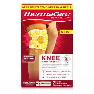 lot 2926 image: ThermaCare Knee Heat Wraps for Knee Pain Relief - Heating Pads with 8-Hour Heat Therapy - Flexible Heat Wraps for Joint & Muscle Pain, Secure Fit for Daily Comfort & Support for Wear - 2 Count - Retail $10