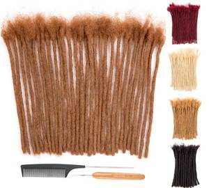 lot 2927 image: DAIXI 0.6cm & 0.8cm Thickness #30 Brown 6 Inch 60 Strands 100% Real Human Hair Dreadlock Extensions for ManWomen Handmade Permanent loc Extensions Bundles Can Be Dyed Bleached Curled and Twisted - Retail $104
