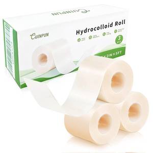 lot 2963 image: Hydrocolloid Roll for Wound Care 3pcs Individually Sealed, Extra Large Cuttable Hydrocolloid Patch Bandages Adhesive Super Absorbent, Flexible &amp Waterproof (2in x 5ft x 3pcs) - Retail $10
