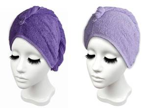 lot 2982 image: rsmon Long Cotton Hair Towel Wrap for Women 28x11 (Pack of 2) Purple, Hair Towel Cotton - Retail $16