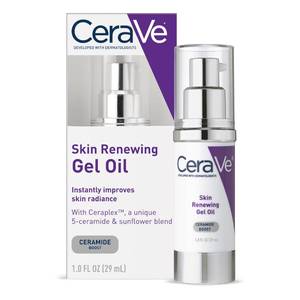 lot 2992 image: CeraVe Skin Renewing Gel Oil, Daily Hydrating Serum For Face With CeraPlex & Hyaluronic Acid, Gel Moisturizer For Face Hydrates & Smooths Skin, Non-Greasy, Fragrance Free & Non-Comedogenic, 1 Ounce - Retail $20