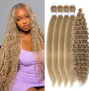 lot 3001 image: Mix Ash Blonde Braiding Hair Pre stretched, Boho Curly Deep Wave Prestretched Braiding Hair Extensions Knotless Crochet Boho Hair For Braiding Synthetic (5 Packs, Ash Blonde)&nbsp