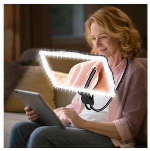 lot 3015 image: Large 10X Rechargeable Magnifying Glass for Reading with Light Hands Free Magnifying Glass Neck Wear Magnifier with 50 Led Lights Full Book Page Magnifier for Seniors Low Vision Elderly - Retail $40