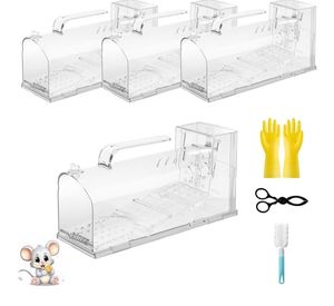 lot 3025 image: 2025 Humane Mouse Trap,Sensitive Catch and Release Mouse Trap IndoorOutdoor,4Pack Reusable Mice Trap Non Killer for Rat,No Touch Release,Small Rodent Capture Cage Includes Cleaning Brush,Clips,Gloves&nbsp