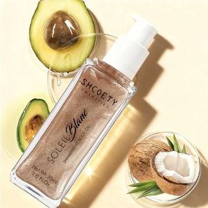 lot 3036 image: Body Shimmer Oil with Vitamin E, Glow Body Oil for Women, Long Lasting Nourishing &amp Moisturize for All Skin, Liquid Highlighter Makeup, Travel Size for Date, Wedding, Party, Rose Gold&nbsp