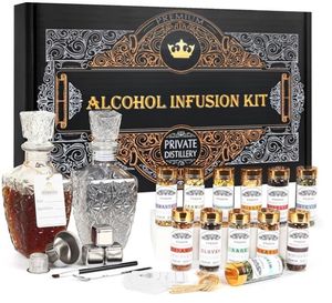 lot 3069 image: Alcohol Infusion Kit for Infusing Whiskey, Gin, Vodka, Tequila, Rum - DIY Your Own Flavored Spirits with Natural Ingredients - Anniversary, Birthday Gift for Men,Father Day Gifts,Husband - Retail $16