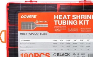 lot 3075 image: Heat Shrink Tubing Kit - 31 Ratio - Adhesive Lined - Wire Shrink Wrap Tubing - Waterproof Marine Grade Shrink Tube - 180 PCS - Black - Retail $14