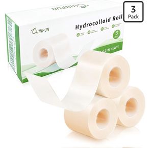 lot 3076 image: Hydrocolloid Roll for Wound Care 3pcs Individually Sealed, Extra Large Cuttable Hydrocolloid Patch Bandages Adhesive Super Absorbent, Flexible &amp Waterproof (2in x 5ft x 3pcs)