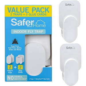 lot 3080 image: Safer Brand Home SH502-2SR 2 Indoor Plug-in Fly Traps for Flies  Fruit Flies  Moths  Gnats  and Other Flying Insects 2 Traps  2 Glue Cards - Retail $35