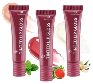 lot 3084 image: Color Nymph Lipgloss for Women &amp Girls, Tinted Lip Gloss Nourishing Lip Balm Set with Shea Butter &amp VE, Hydrating Lipgloss for Dry Lips  Vegan &amp Cruelty-free, #03 Watermelon, Vanilla &amp Mint&nbsp