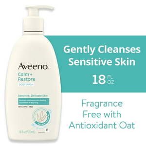 lot 3115 image: Aveeno Calm  Restore Daily Body Wash for Sensitive Skin  18 fl. oz - Retail $25