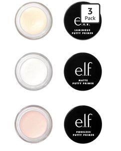 lot 3118 image: e.l.f. Cosmetics Putty Primer Trio, Includes Poreless Putty, Matte Putty & Luminous Putty, Travel Size, 0.14 Oz (4g) Each, 0.14 ounces - Retail $11