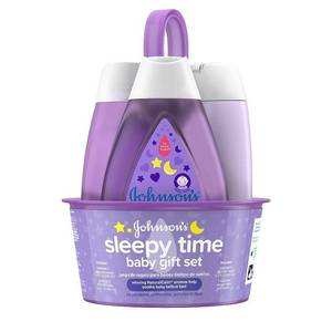lot 3120 image: Johnsons Sleepy Time Bedtime Baby Gift Set Includes Baby Bath Shampoo, Wash & Body Lotion - 3ct Hypoallergenic, Paraben-Free, Soothing - Retail $16