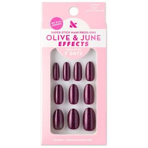 lot 3198 image: Olive & June Super Stick Mani Oval Medium Press-On Tabs  Plaza Shimmer  32 Pieces - Retail $12