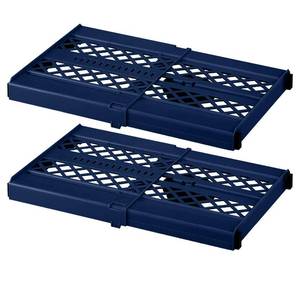 lot 3208 image: LockerMate Adjust-A-Shelf Locker Shelf, Extends to Fit Your Locker, Easy to Use, Perfect for School, Office, Gym, Blue, 2-Pack - Retail $28