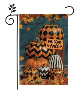 lot 3215 image: Happy Halloween Flag 12x18 Inch, Fall Pumpkin, Welcome Autumn Yard Flags Burlap Double Sided for Halloween Farmhouse Holiday Yard Seasonal Outdoor Outside Decoration
