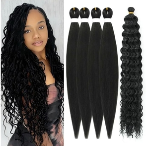lot 3216 image: Black Braiding Hair Pre Stretched Hypoallergenic Curly Deep Wave Braids&nbsp