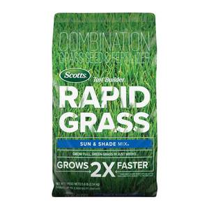 lot 3221 image: Scotts Turf Builder Rapid Grass Sun and Shade Mix - Combination Grass Seed & Lawn Fertilizer, Covers Up to 2,800 sq. ft., 5.6 lb. - Retail $24