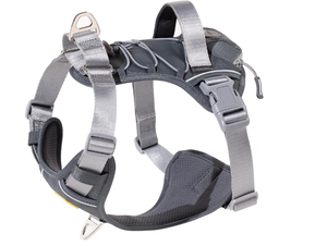 lot 3224 image: DF No Pull Martingale Dog Harness, Easy Walking & Escape Proof, Reflective & Adjustable Fit, No Twist Front Clip Harness with Handle and Zippered Pocket, Gray, 34, Chest 17-22 - Retail $38