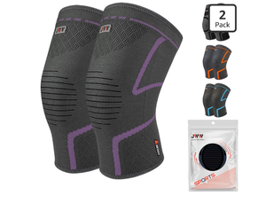 lot 3225 image: Plus Size Knee Compression Sleeve 2 Pack, Big Thigh Fit, Purple, medium  - Retail $23