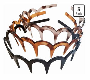 lot 3252 image: 3Pcs Zig Zag Headbands for Women, Non-Slip Plastic Wavy Headbands with Teeth for Curly Hair &amp Makeup, Retro 90s Spiky Comb Hairbands for Thick Hair (Amber, Black, Grey)&nbsp