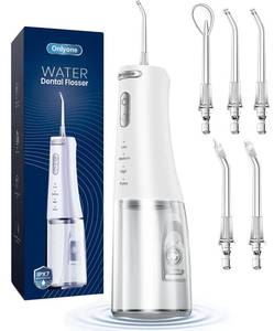 lot 3264 image: Onlyone Water Flosser&nbsp Cordless Dental Water Jet with 4 Pressure Modes, 1500-2000 PulsesMin, 300ML Tank, IPX7 Waterproof, Rechargeable Portable Oral Irrigator for Braces, Sensitive Gums &amp Travel - Retail $28