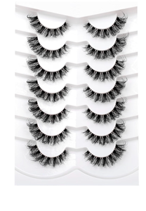 lot 3280 image: Fake Eyelashes Faux Mink Lashes Strips Cat Eye Wispy Volume Lashes D-Curly Clear-Band Natural 8D Extension Wispies 7 Pairs Pack&nbsp