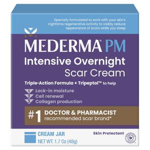 lot 3300 image: Mederma PM Intensive Overnight Scar Cream - Advanced Scar Treatment with Tripeptol, Works While You Sleep - Retail $30