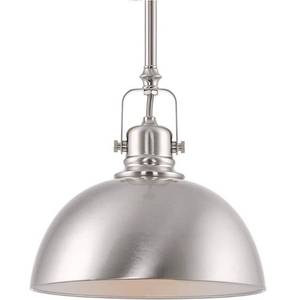 lot 3318 image: Kira Home Belle 9  Pendant Light with Dome Shade  Petit Retro Metal Silver Hanging Light  Brushed Nickel - Retail $100