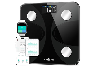 lot 3319 image: Scale for Body Weight and Fat Percentage, RunSTAR Digital Accurate Bathroom Smart Scale with Large Display, FSA&HSA Eligible 13 Body Composition Analyzer Sync App - Retail $27